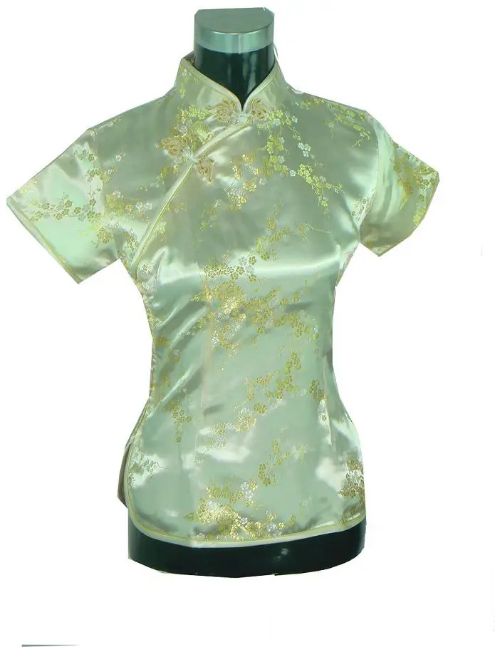 Stylish Pink Traditional Chinese Silk Satin Blouse Women Summer Vintage Shirt Tops Flower Clothing S M L XL XXL WS012 240102