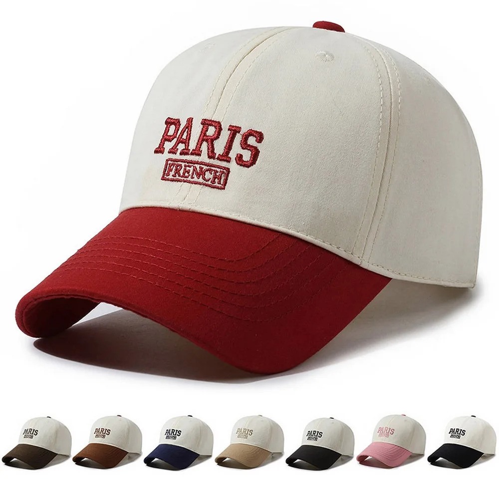 Women Baseball Caps Spring And Autumn Contrast Color Peaked Hats Dome Cotton 5660cm Embroidered Letters Personality In 240103