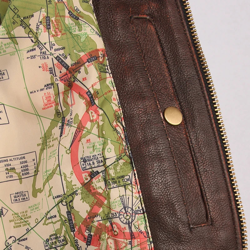 Vintage Distressed Men Leather Jacket Quilted Fur Collar 100 Calfskin Flight Men's Man Winter Coat M253 240102Z