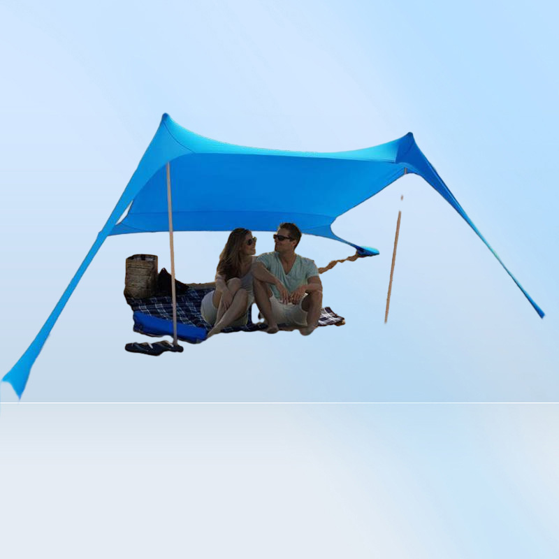 Tents And Shelters 3 People Beach Tent Sun Shade Set Portable Outdoor Shading Awning With Sandbags Lycra Fabric Camping