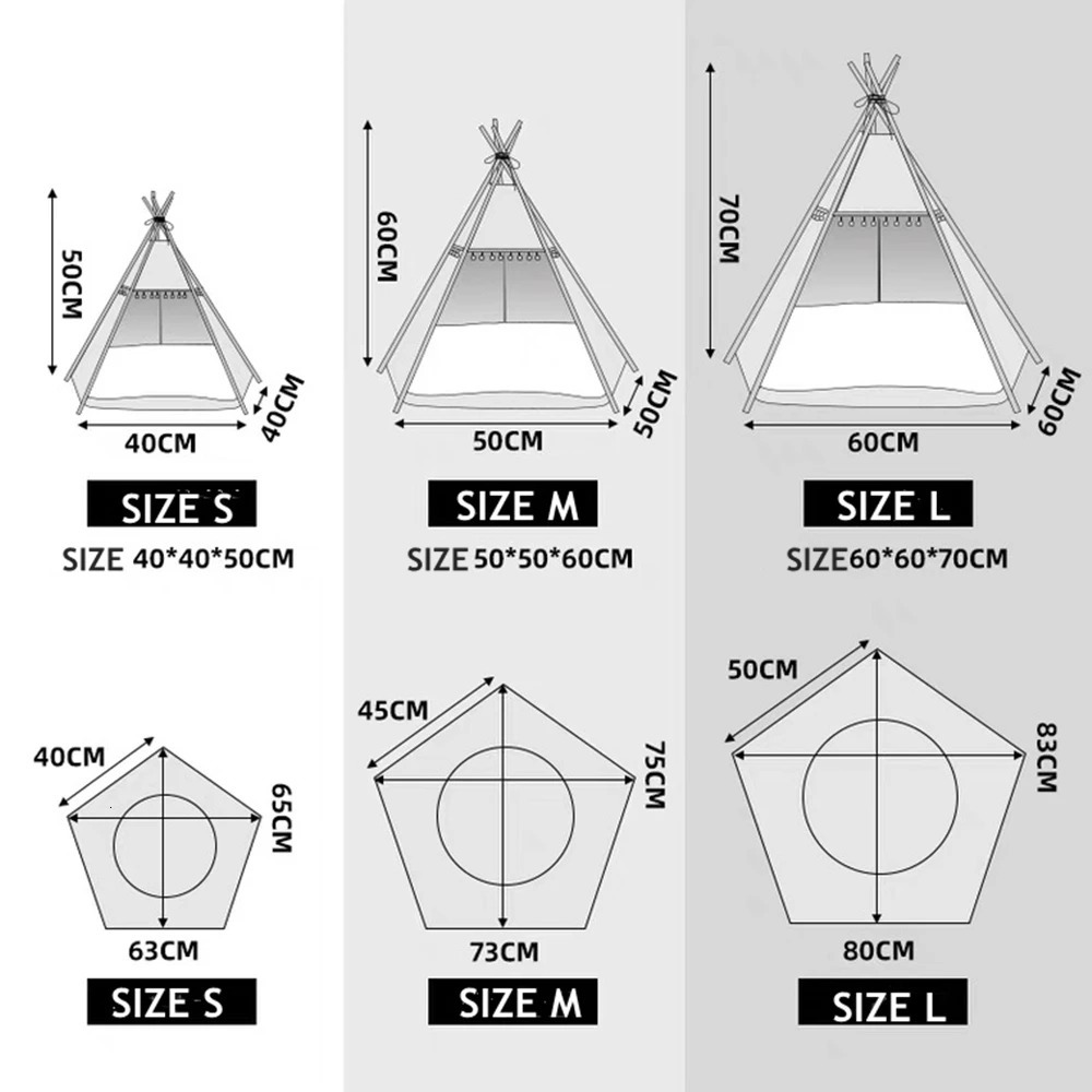 Pet Cat Tent Dog House Bed with Thick Cushion for Cats Dogs Deep Sleeping Indoor Canvas Soft Indian Puppy Teepee Pet Supplies 240103