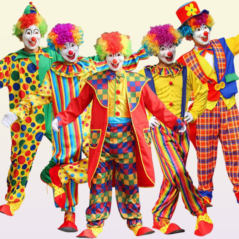 Halloween Adult Clown Jumpsuit Hat Man Women Joker Cosplay Costumes Cosplay Christmas Holiday Party Dress No Wig J2207137756634