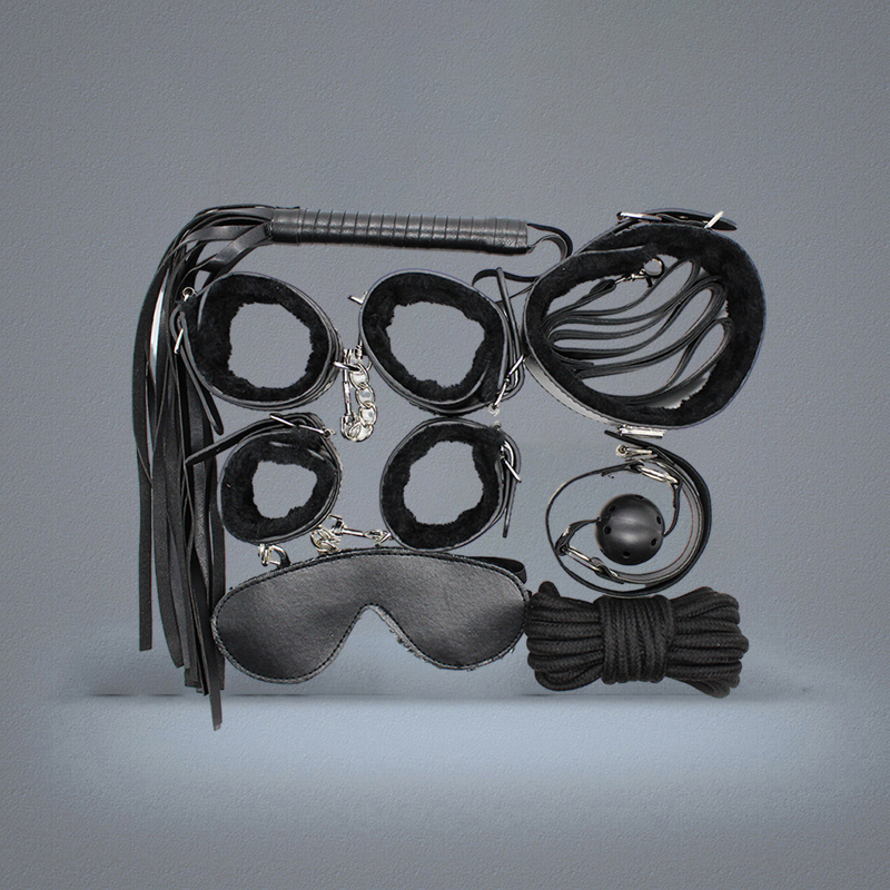 Binding Sm Fun Adjustment Products Plush 7piece Set Cuffs and Mouth Stuffed with Whip Leather CNJ15504196