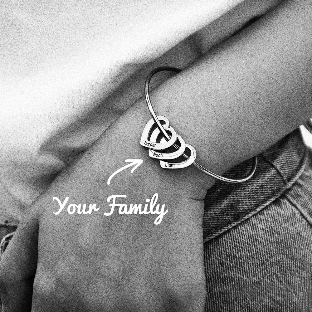 165cm Personalized Name Bracelet Heart Charm Women Stainless Custom Date Bangle Personality Family Names Hand Jewelry Gift 240103