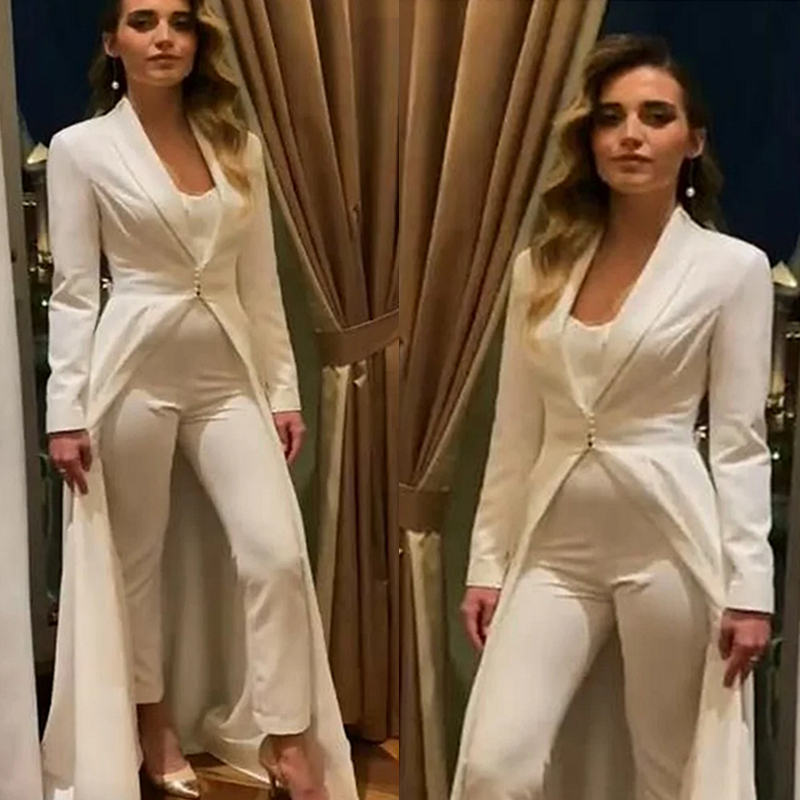 Simple Strapless Jumpsuits Wedding Dresses With Long Jacket Two Pieces Ivory Elopement Gowns For Women 2024 Outdoor Spring Formal Wear Suit
