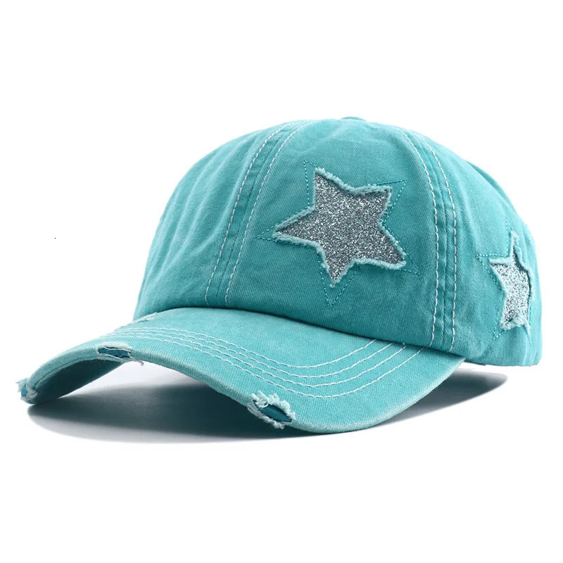 Doit Women Ponytail Baseball Cap Men Summer Sun Hat Female Pentagram sequins Hip Hop Casual Adjustable gorras Hats 240103