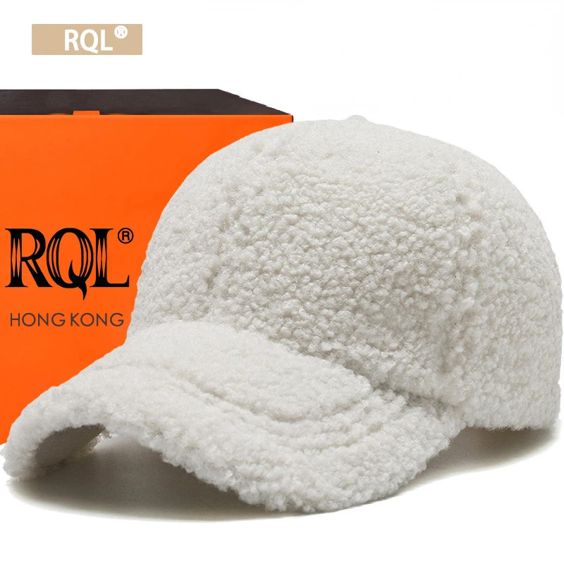 Winter Black Sherpa Baseball Cap for Women Girl Wool Keep Warm Windproof Fashion Teddy Golf Sports Hat Hip Hop 240103