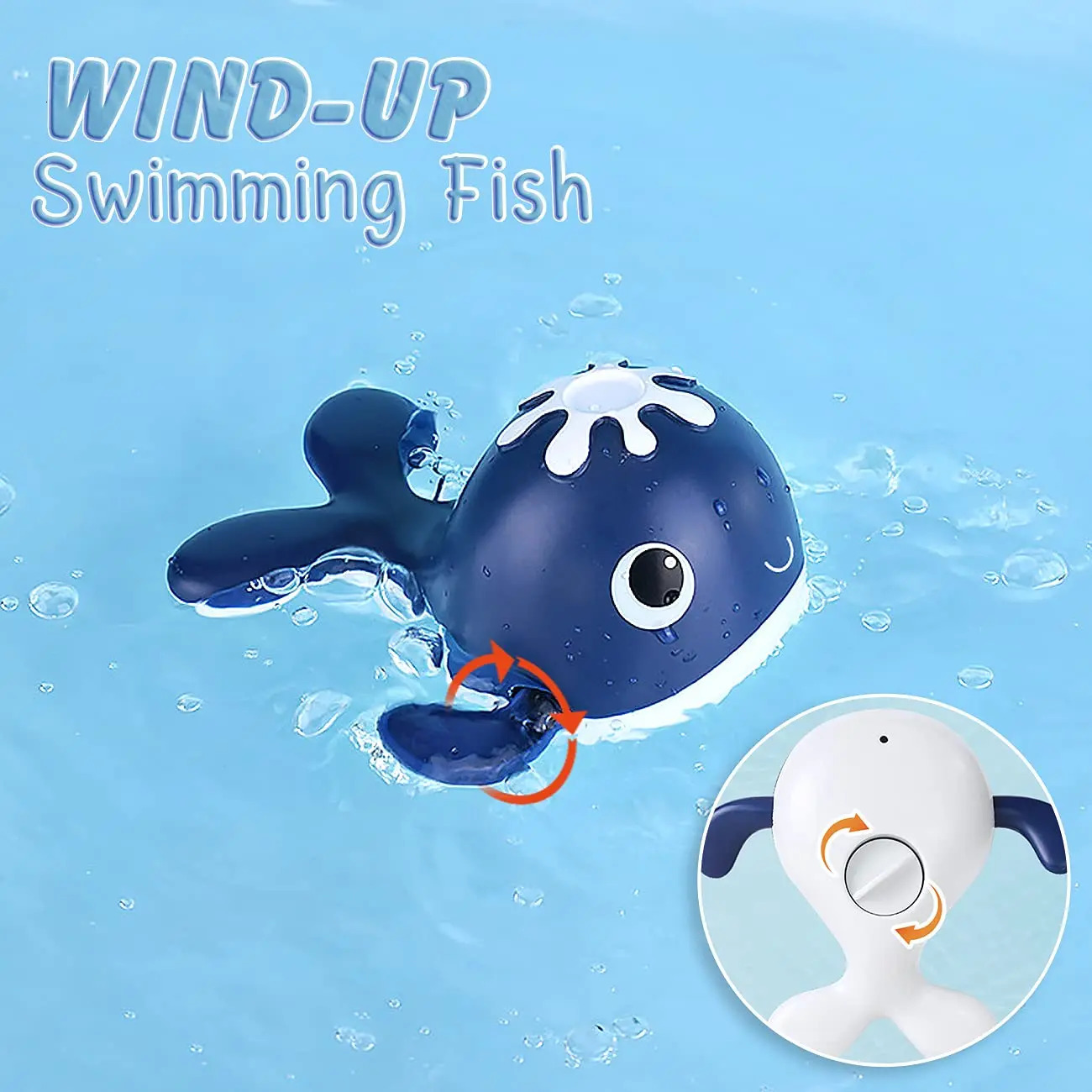 Magnet Fishing Wind-up Swimming Whales Bathtub Toy Baby Bath Toys Fishing Game Water Tub Toys Set with Fishing Pole Net for Kids 240104