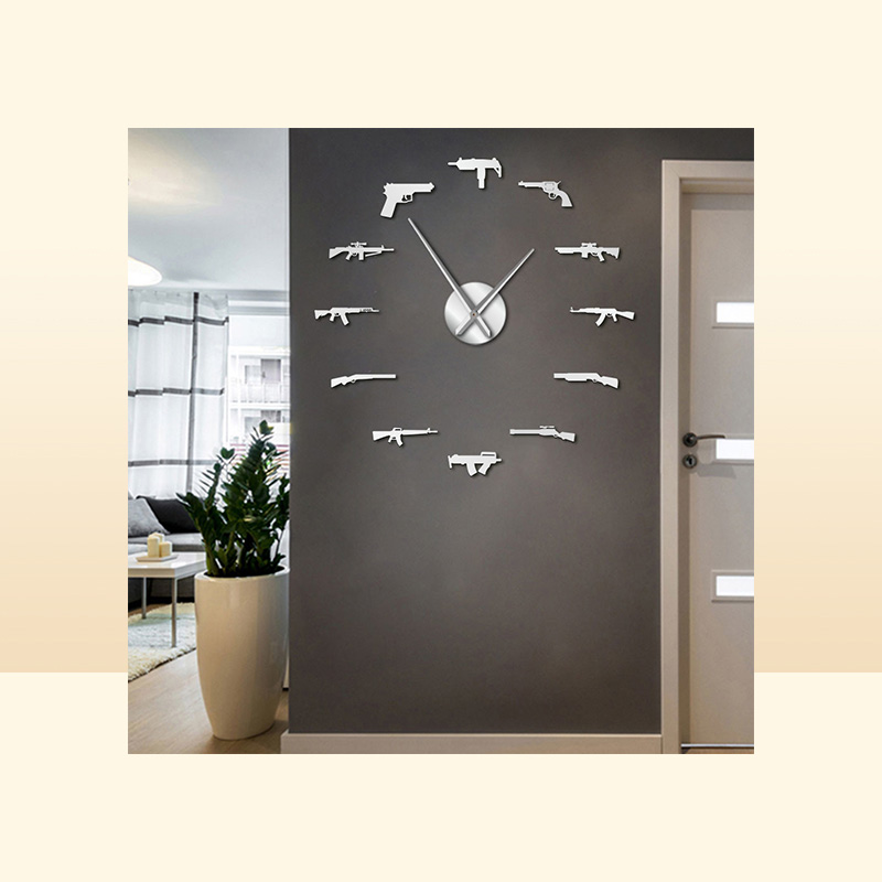 3D Pro Gun Wall Decor Tactical Army Rifle Ammo Variety Weapons DIY Wall Sticker Large Wall Clock Gun Lovers Room Decor 2017443162