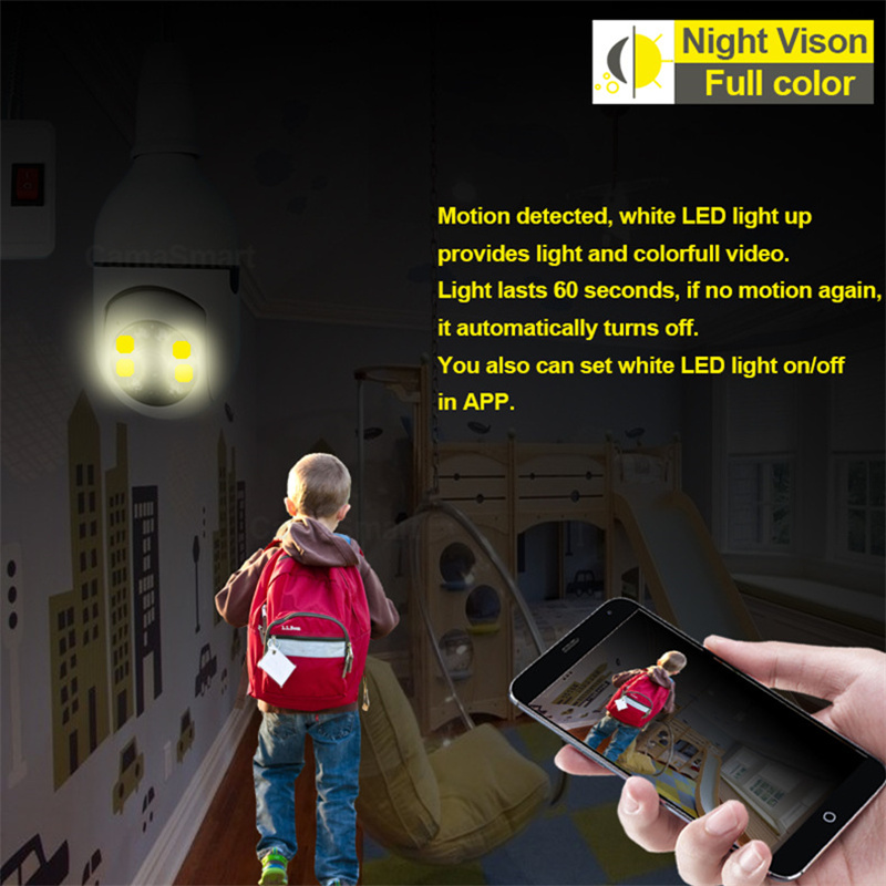 E27 IP Bulb Camera WiFi Baby Monitor 1080P Mini Indoor CCTV Security AI Tracking Audio Video Surveillance Camera Smart Home With Retail Box