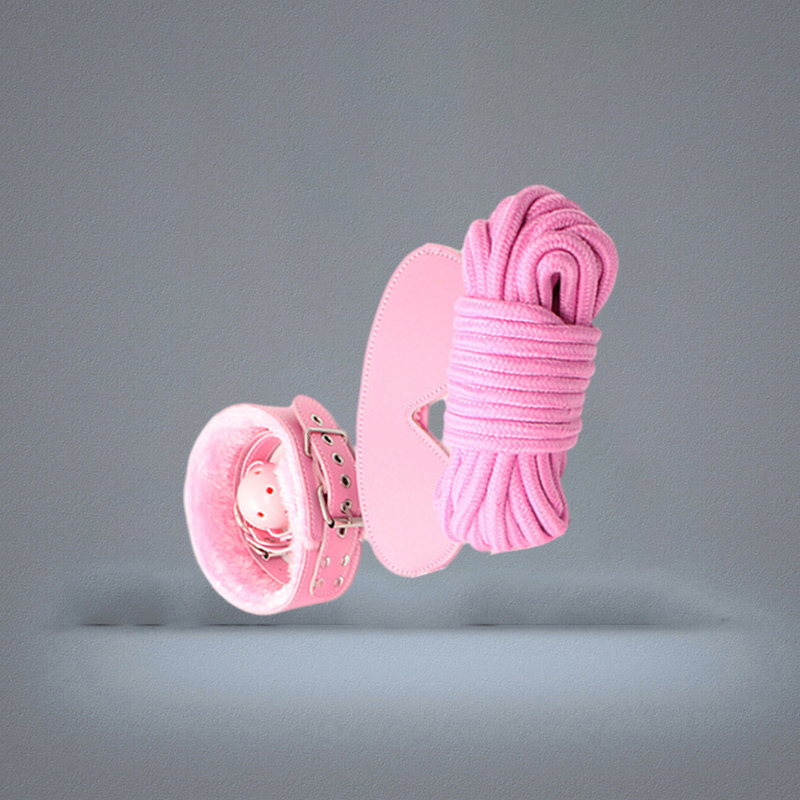 Binding Sm Fun Adjustment Products Plush 7piece Set Cuffs and Mouth Stuffed with Whip Leather CNJ15504196