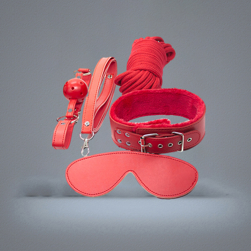 Binding Sm Fun Adjustment Products Plush 7piece Set Cuffs and Mouth Stuffed with Whip Leather CNJ15504196