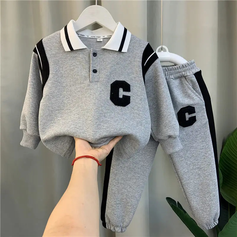 Spring Autumn Kids Clothes Boys Sets Sports Suit Children Tracksuit Boys Long Sleeve Letter T-Shirt Pant 2Pcs Suit 2-12Y 240104