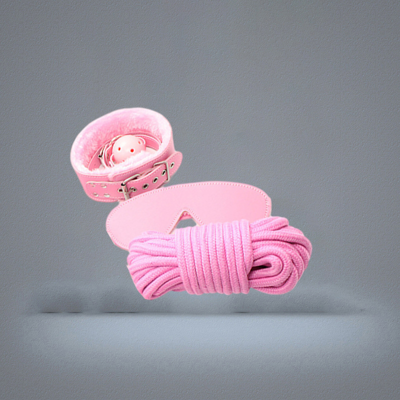 Binding Sm Fun Adjustment Products Plush 7piece Set Cuffs and Mouth Stuffed with Whip Leather CNJ15504196