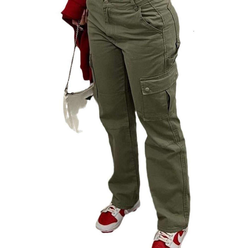 Ropamujer Cargo Pants Womens Solid Color Workwear pants With Multiple Pockets Casual High Waist Fashionable Versatile Trousers pant