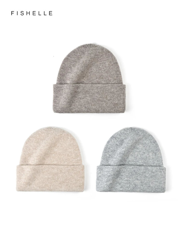 Solid Color Pure Wool Hat Womens Autumn Winter Warm Knitted Cap Casual Beanie For Adults Holiday Gifts 240103