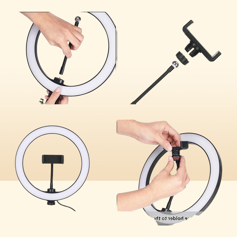 Flash Heads 26 Cm LED Ring Light With 100 Tripod Stand For Youtube Studio Camera Selfies Video Live Fill Lamp Pography Lighting