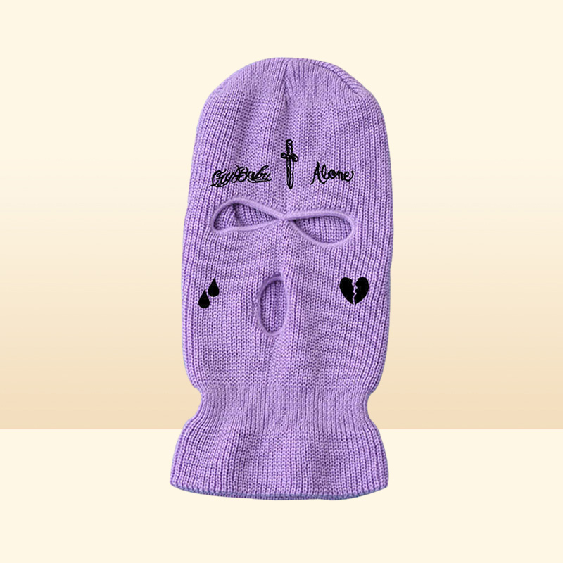 Cycling Caps Masks New Men and Women 3Hole Knit Hat Ski Mask Winter Warm Full Face Cover Tactical Balaclava Hats Party Funny Embr