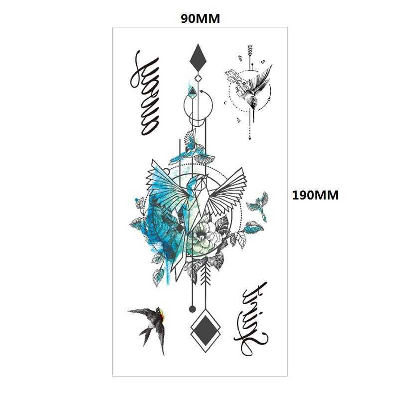 English Tattoo Sticker Feather, Red Lip Totem, Arm Circle Set, Simulated Waterproof