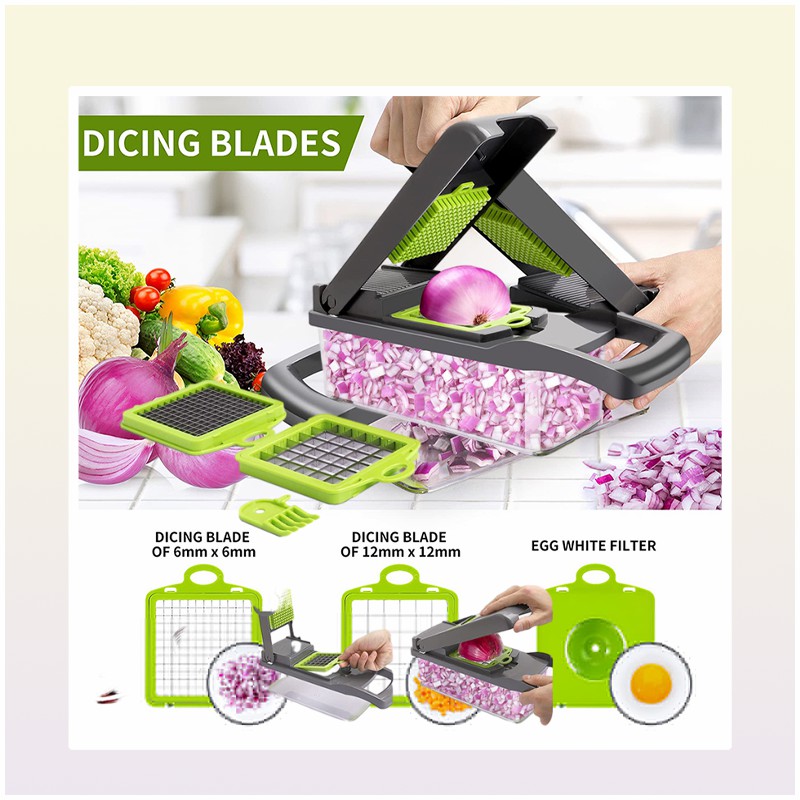 Fruit Vegetable Tools 13in1 Chopper Multifunctional Food s Onion Slicer Cutter Dicer Veggie with 7 Blades 2211119537109