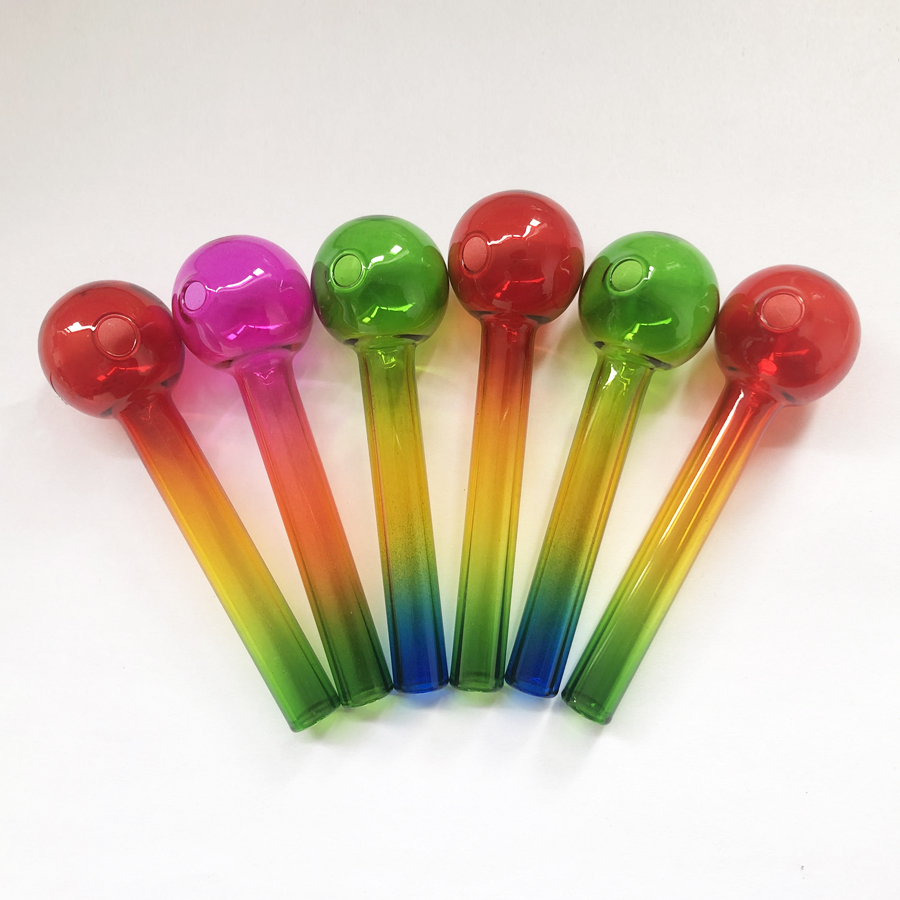 4inch Colorful Pyrex Glass Oil Burner Pipe Mini Spoon Hand Tube 30mm Diameter Ball Bubble Smoking Accessories for Water Pipes