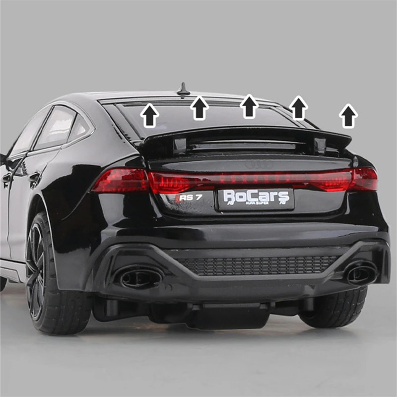 1 24 Audi RS7 Coupe Alloy Car Model Diecasts Metal Toy Sports Car Vehicles Model Simulation Sound Light Collection Kids Toy Gift 240103