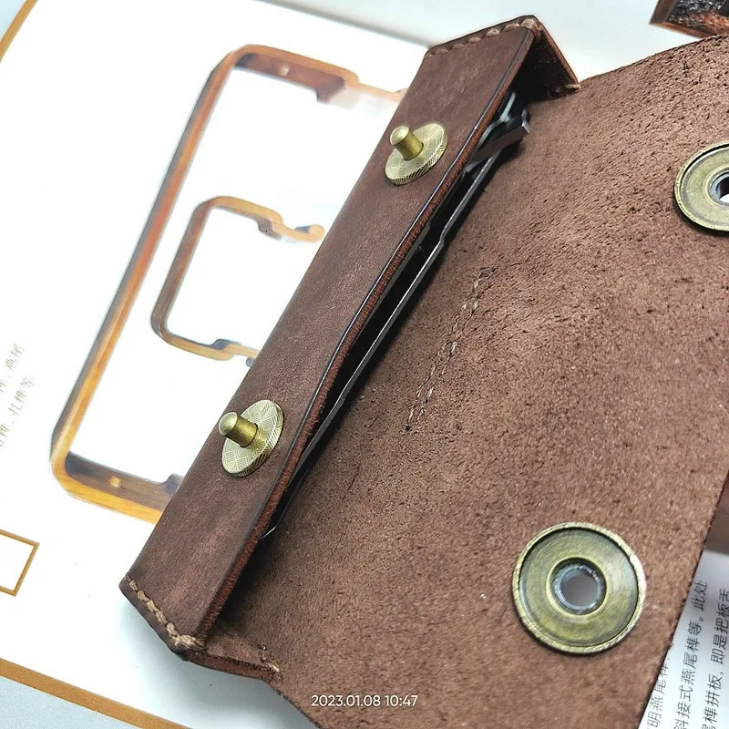 Smallsize Folding Knife Holder Jackknife Case waist Bag Belt Pack Military Leather Sheath Handmade Customized PHD 240103 5892 4