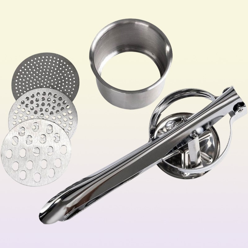 Fruit Vegetable Tools Potato Mashers Ricers Kitchen Cooking Stainless Steel Pressure Mud Puree Press Maker Garlic Presser 2211041251623