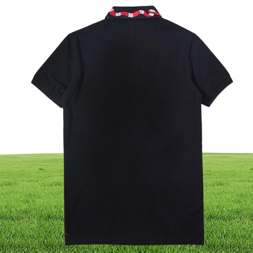 Men039s Turn Neck Stretch Polo Shirt With Multi Snake Embroidery Summer Polos Casual Short Sleeve Tops