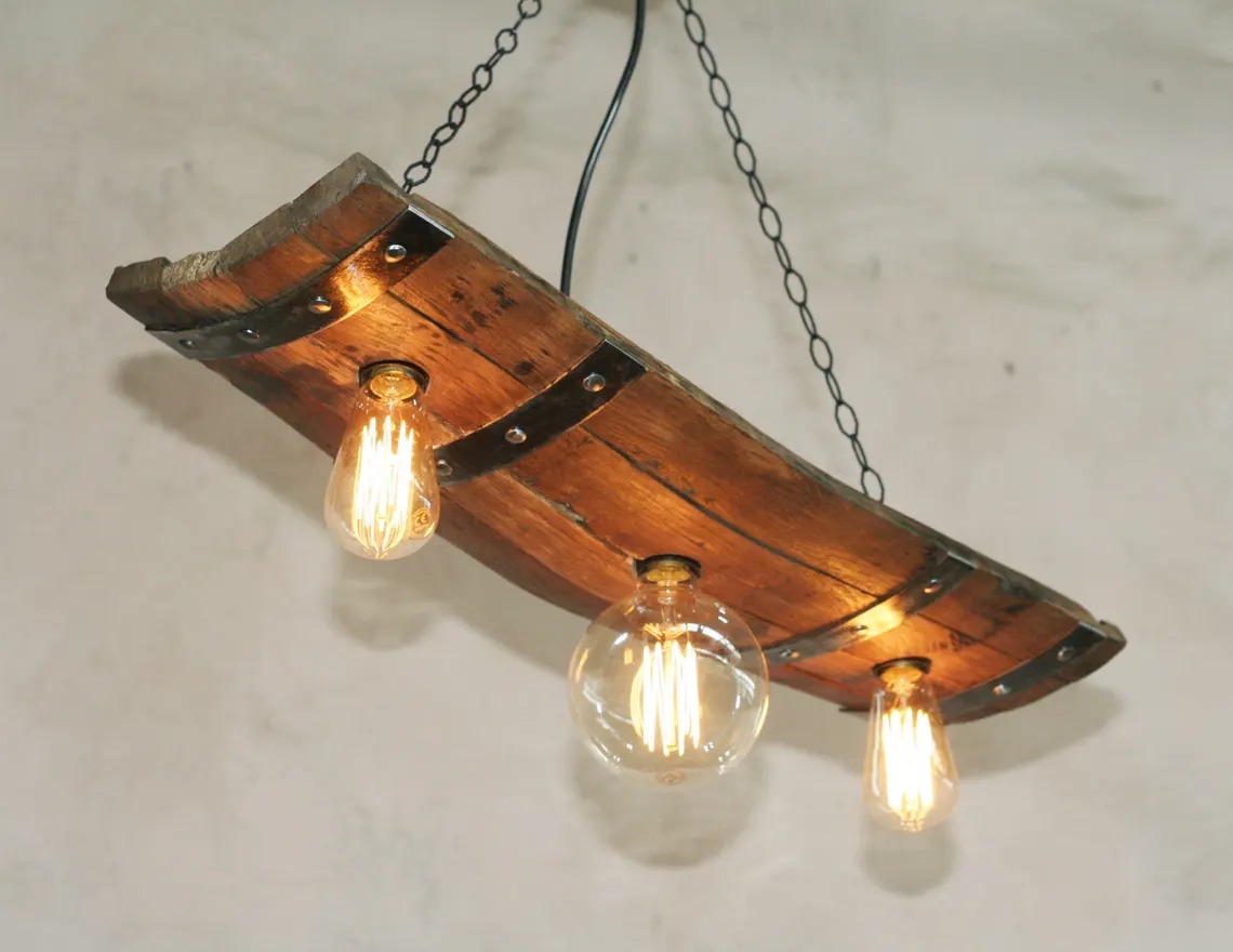 Rustic ceiling lights - Wine barrel pendant light - Wine room and cellar lighting