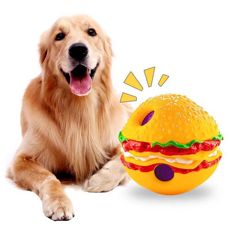 Dog Toys Chews sound ball Pet toy dog self-healing toy hamburger chewing ball rolling molars to relieve boredom
