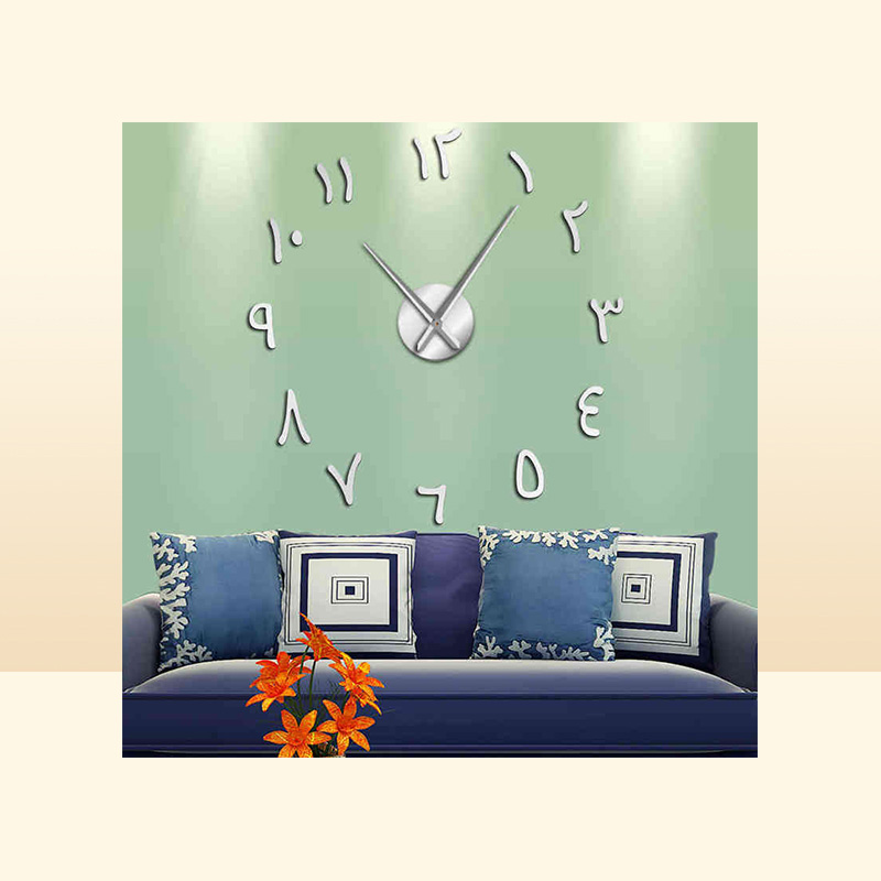 Wall Clocks Arabic Numbers Diy Giant Wall Clock Arabic Numbers Acrylic Mirror Effect Stickers Frameless Large Silent Wall Watch Ho9958740