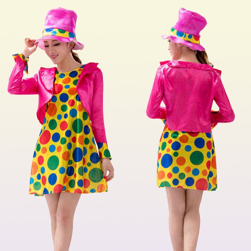 Halloween Adult Clown Jumpsuit Hat Man Women Joker Cosplay Costumes Cosplay Christmas Holiday Party Dress No Wig J220713