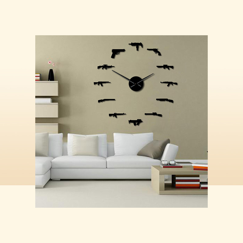 3D Pro Gun Wall Decor Tactical Army Rifle Ammo Variety Weapons DIY Wall Sticker Large Wall Clock Gun Lovers Room Decor 2017443162