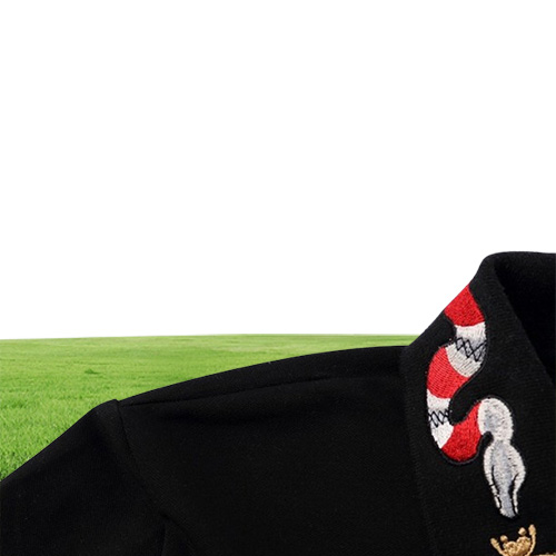 Men039s Turn Neck Stretch Polo Shirt With Multi Snake Embroidery Summer Polos Casual Short Sleeve Tops