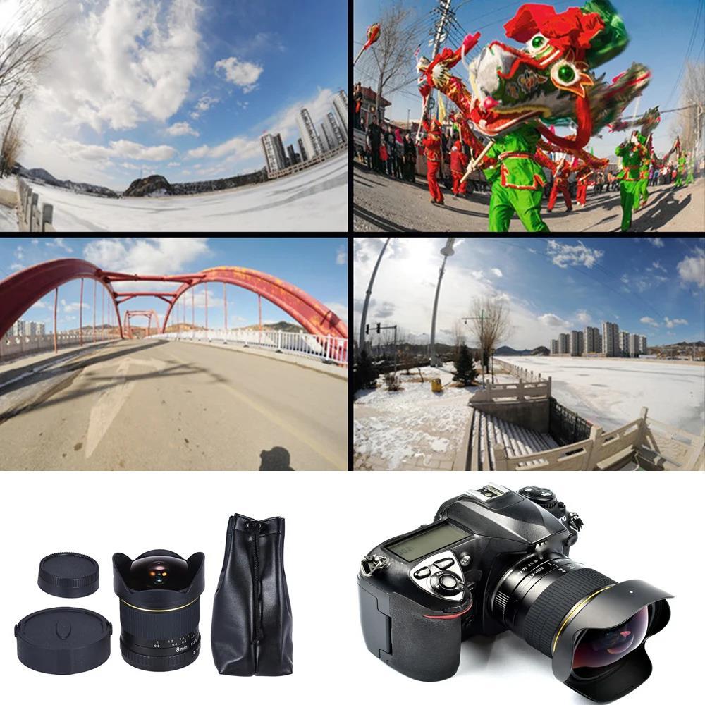 8mm f3.0 Ultra Wide Angle Fisheye Lens for Canon EOS EF Mount APS-C Cameras EOS 70D 77D 80D 550D 650D 750D 80D 1100D Rebel T7i T6i T6s T6 T5i T5 T4i T