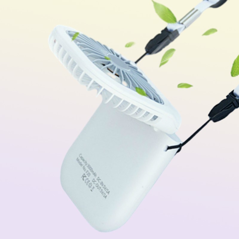 Fans Hanging Neck Fans Mini Portable Folding USB Small Fan Mute Power Bank Portable Handheld Desktop Multi Function Charge Fan 220