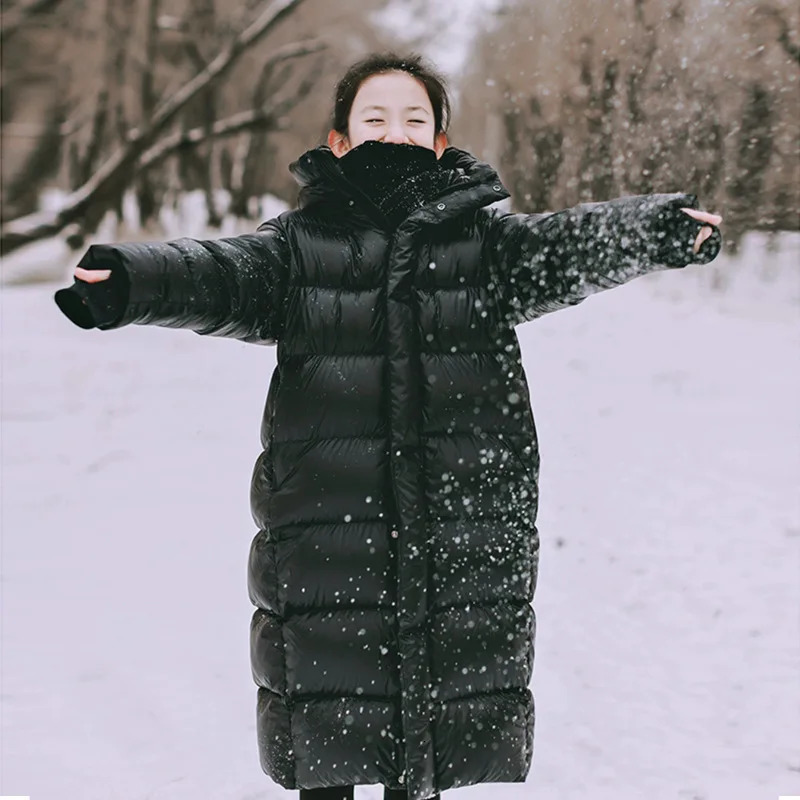 Winter Thickness White Duck Down Jacket Girls Long Warm Puffer Coat Boys Waterproof Hooded Parkas Kids Snow Outerwear XMP401 240103