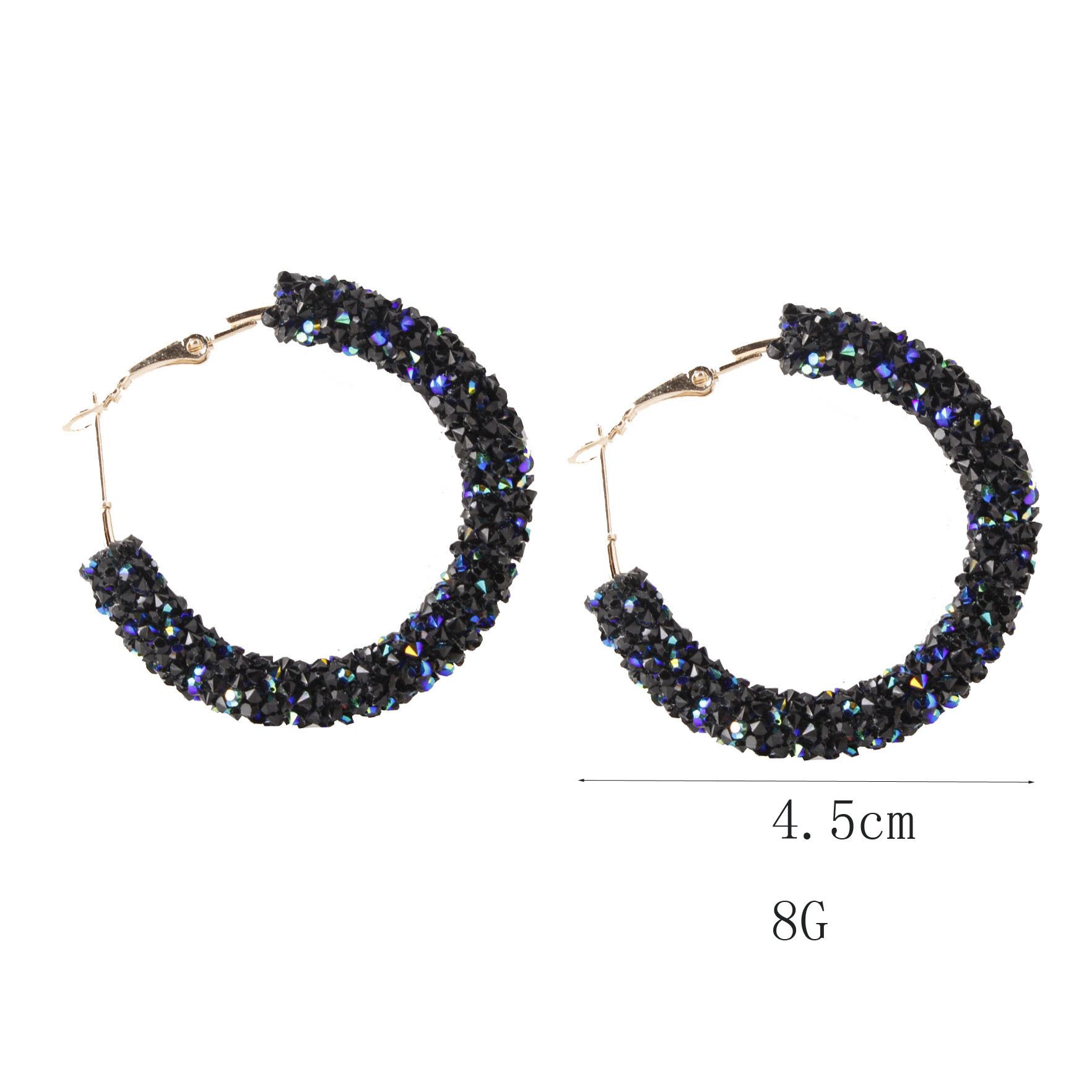 Bohemian 18K Gold Plated Metal Resin Hoop Earrings for Women Circle Clip on Dangle Earring Ear Drop Bridal Wedding Jewelry