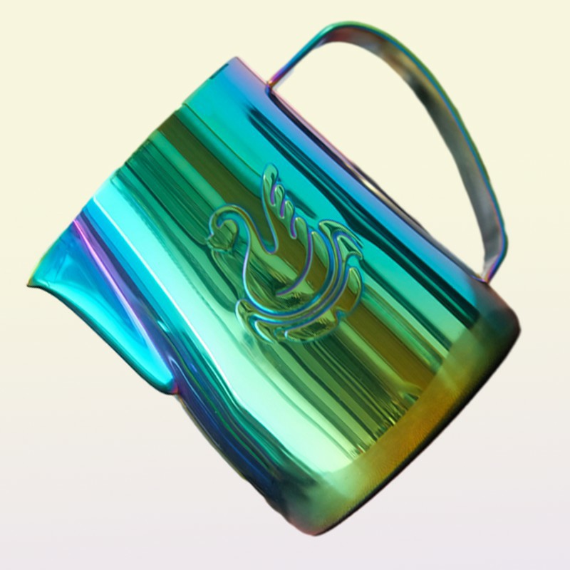 Coffee Pots JIBBI Dwe74 Milk Steaming Frothing Pitcher Stainless Steel Nonstick Jug Pull Flower Cup Perfect For Cappuccino Latte 380 227672841