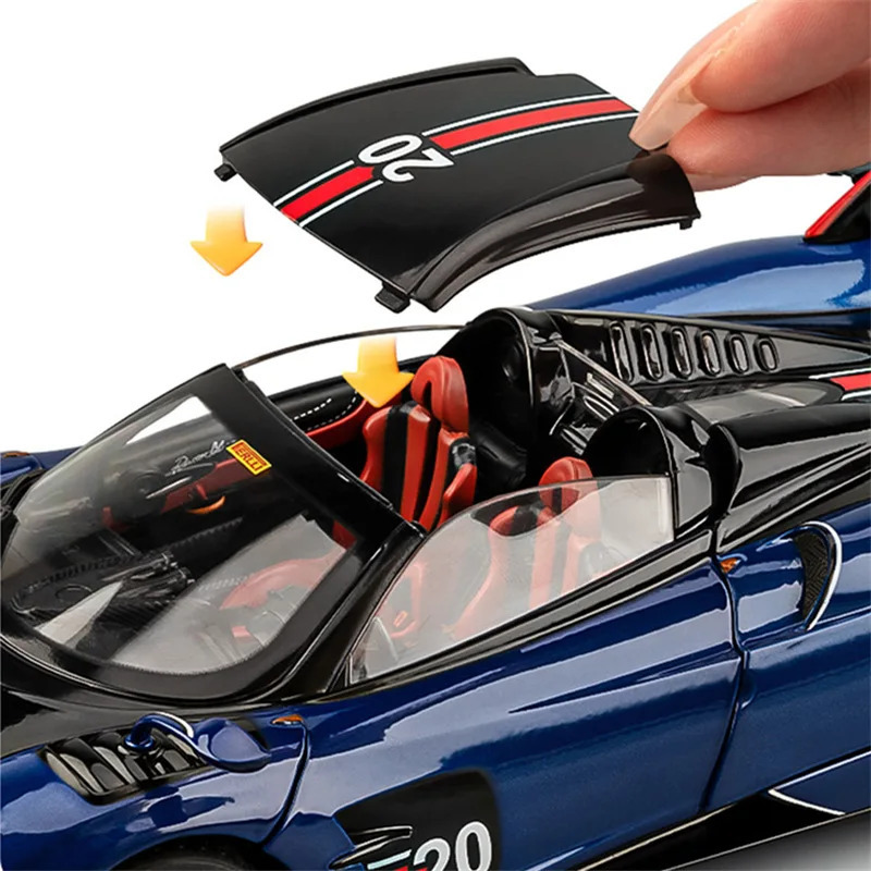 1 18 Pagani Huayra BC Alloy Sports Model Diecast Metal Racing Car Vehicles Model Collection Sound Light Simulation Kids Toy Gift 240103