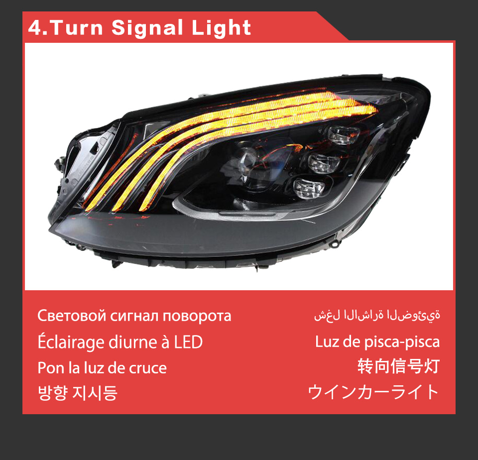 LED Daytime Running Head Light for BENZ W222 Car Headlight 2013-2020 Turn Signal High Beam Projector Lens