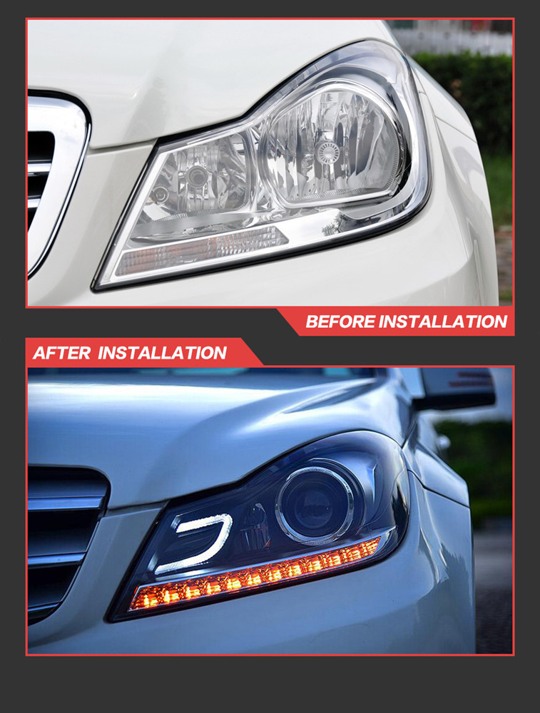 Car Light for BENZ W204 LED Daytime Running Headlight 2011-2013 Turn Signal High Beam Head Lamp