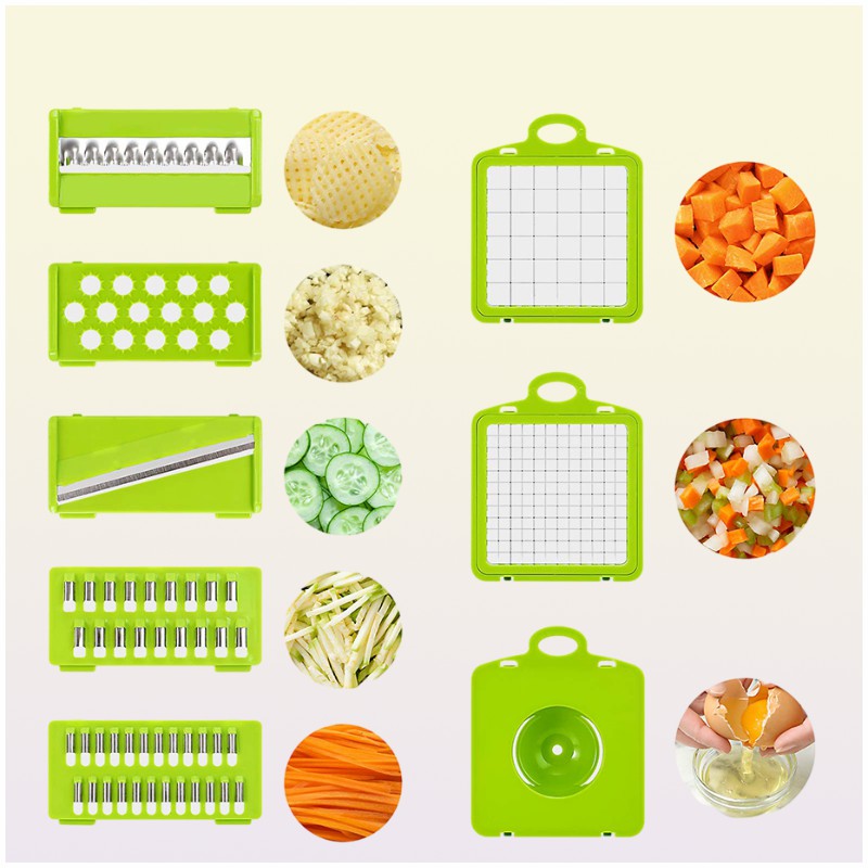 Fruit Vegetable Tools 13in1 Chopper Multifunctional Food s Onion Slicer Cutter Dicer Veggie with 7 Blades 2211119537109