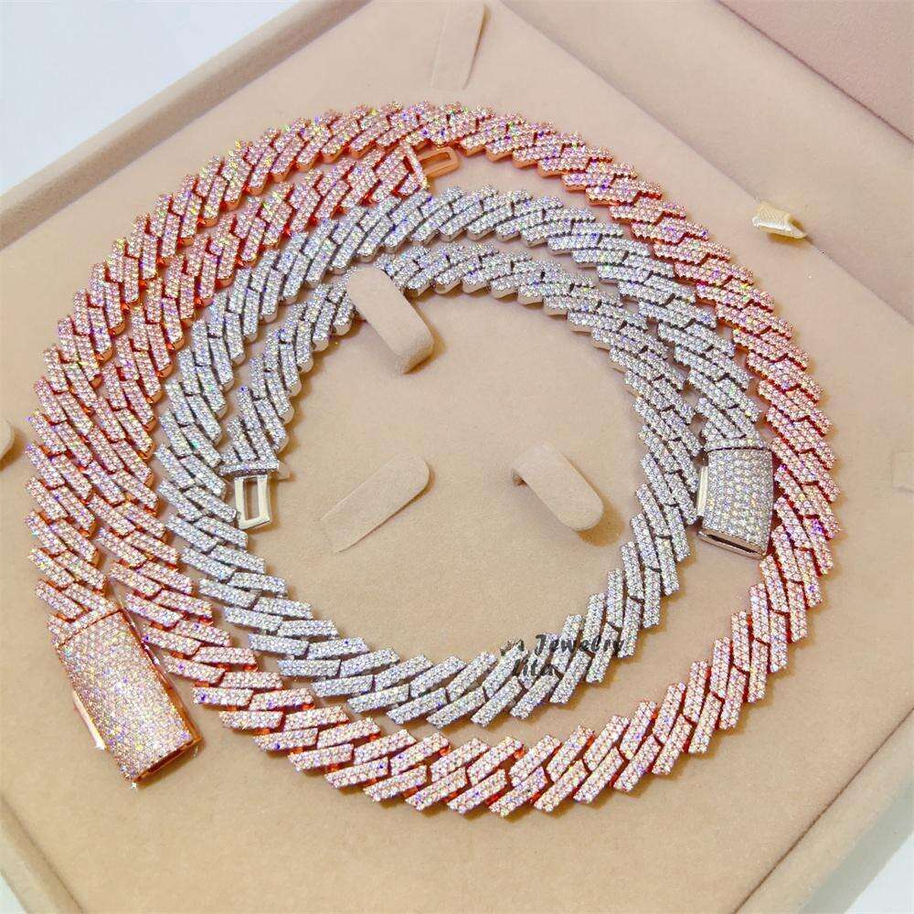 designer jewelry chains for 10-14mm bracelet men sier k chain pass dia tester GRA VVS moissanite cuban necklace