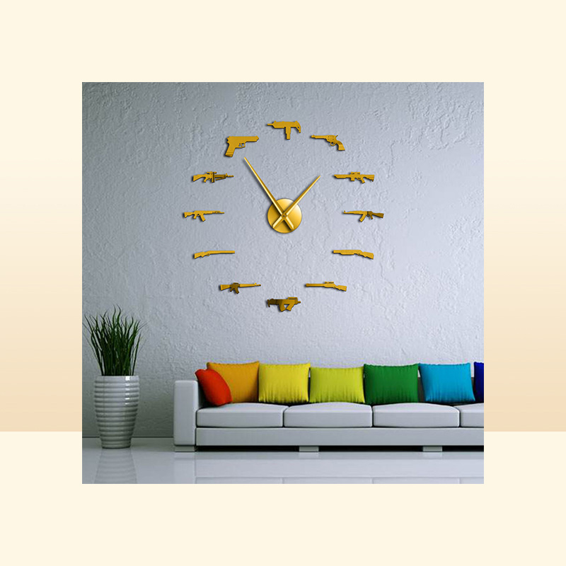 3D Pro Gun Wall Decor Tactical Army Rifle Ammo Variety Weapons DIY Wall Sticker Large Wall Clock Gun Lovers Room Decor 2017443162