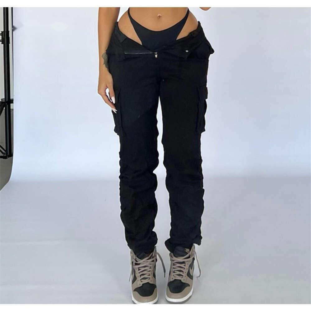 Ropamujer Cargo Pants Womens Solid Color Workwear pants With Multiple Pockets Casual High Waist Fashionable Versatile Trousers pant