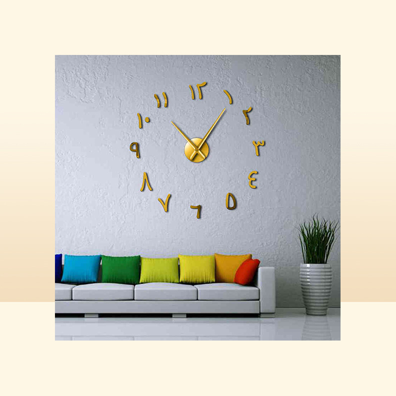 Wall Clocks Arabic Numbers Diy Giant Wall Clock Arabic Numbers Acrylic Mirror Effect Stickers Frameless Large Silent Wall Watch Ho9958740
