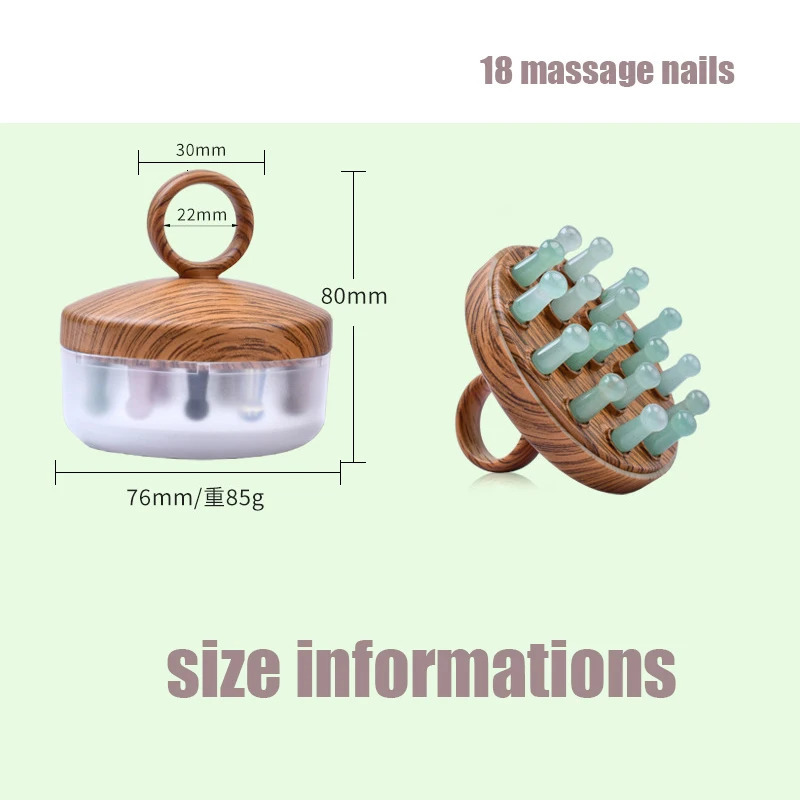 Natural Jade Meridian Massage Comb 18 Teeth Hair Comb Head Massager Scalp Relaxation Treatment Head Scratcher SPA Therapy Tool 240104