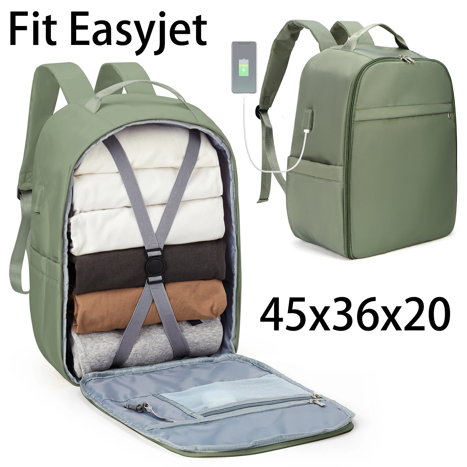 Easyjet Cabin Bag 45x36x20 Backpack Travel Woman Ryanair with Aeroplane Hand Luggage Laptop Man Daypack 240103